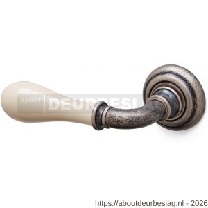 Mandelli1953 641L Doge deurkruk gatdeel op rozet 51x12 mm linkswijzend antiek chroom-ivoor porselein - R21015271 - afbeelding 1