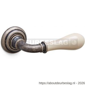 Mandelli1953 641R Doge deurkruk gatdeel op rozet 51x12 mm rechtswijzend antiek chroom-ivoor porselein - R21015272 - afbeelding 1
