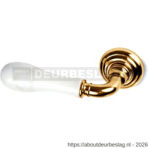 Mandelli1953 8011L Naxos deurkruk gatdeel op rozet 51x12 mm linkswijzend 24k goud - R21015175 - afbeelding 1