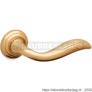 Mandelli1953 981 Plissé deurkruk op rozet 51x12 mm messing gepolijst-mat messing - R21014500 - afbeelding 1