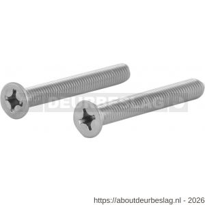 GPF Bouwbeslag AG0300 metaalschroeven RVS DIN 965 voor veiligheids rozet deurdikte 40 mm 2x M6x50 mm RVS geborsteld - R21000246 - afbeelding 1