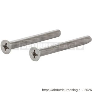 GPF Bouwbeslag AG0305 metaalschroeven RVS DIN 965 voor veiligheids rozet deurdikte 54 mm 2x M6x60 mm RVS geborsteld - R21000247 - afbeelding 1