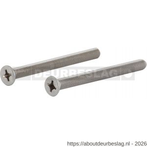 GPF Bouwbeslag AG0310 metaalschroeven RVS DIN 965 voor veiligheids rozet deurdikte 64 mm 2x M6x70 mm RVS geborsteld - R21000248 - afbeelding 1