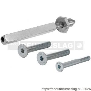 GPF Bouwbeslag AG0316 bevestigingsset voor veiligheids beslag deurdikte 44 mm knop-kruk 2x M8x45/1x M6x50 en wisselstift M10x16/8x75 mm 10.9 - R21000250 - afbeelding 1