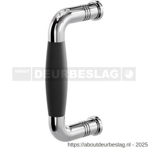 GPF Bouwbeslag RVS GPF4922.49A Ika deurgreep gebogen 130x60/114 mm RVS gepolijst-zwart met enkel- en dubbelzijdige bevestiging GPF4 - R21006415 - afbeelding 1