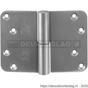 GPF Bouwbeslag RVS GPF0352.09 paumelle 89x127 mm DIN rechts ronde hoek draagvermogen bij 2 stuks 80 kg hardstalen kogel RVS geborsteld - R21005728 - afbeelding 1