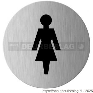 GPF Bouwbeslag RVS GPF0400.09 pictogram Dames rond 75 mm zelfklevend RVS geborsteld - R21004567 - afbeelding 1