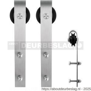 GPF Bouwbeslag RVS GPF0500.09 schuifdeurhanger set Lanka voor extra deur RVS geborsteld - R21008173 - afbeelding 1