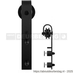 GPF Bouwbeslag ZwartWit GPF0500.61G enkele schuifdeurhanger Lanka voor glazen schuifdeuren zwart - R21013071 - afbeelding 1