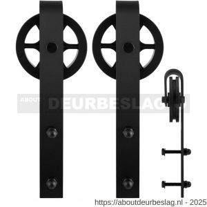 GPF Bouwbeslag ZwartWit GPF0502.61 schuifdeurhanger set Teho voor extra deur zwart - R21008176 - afbeelding 1