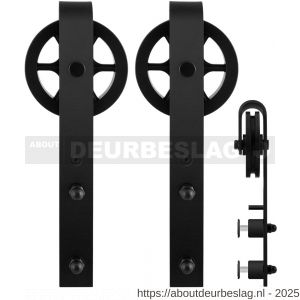 GPF Bouwbeslag ZwartWit GPF0502.61G schuifdeurhanger set voor glazen schuifdeuren Teho voor extra glazen deur zwart - R21013081 - afbeelding 1