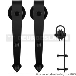 GPF Bouwbeslag ZwartWit GPF0504.61 schuifdeurhanger set Nuoli voor extra deur zwart - R21008180 - afbeelding 1
