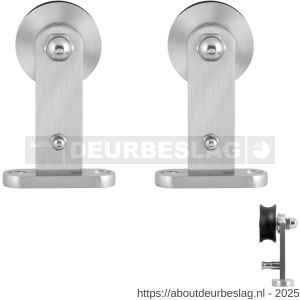 GPF Bouwbeslag RVS GPF0512.09 schuifdeurhanger set Kiva voor extra deur RVS geborsteld - R21008187 - afbeelding 1