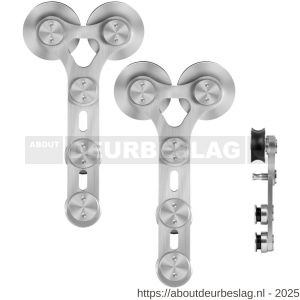 GPF Bouwbeslag RVS GPF0517.09 schuifdeurhanger set Pyramidi RVS voor extra deur RVS geborsteld - R21008420 - afbeelding 1
