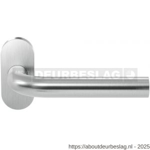 GPF Bouwbeslag RVS GPF1000.09-04 Aka deurkruk op ovaal rozet RVS 70x32x10 mm RVS geborsteld - R21009199 - afbeelding 1