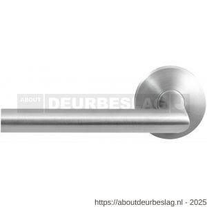 GPF Bouwbeslag RVS GPF1016.09-00L/R Toi deurkruk gatdeel op rond rozet RVS 50x8 mm links-rechtswijzend RVS geborsteld - R21009995 - afbeelding 1