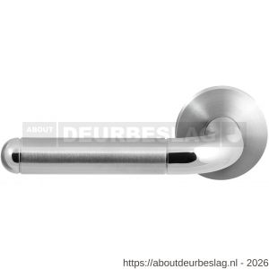 GPF Bouwbeslag RVS GPF1060.09/49-00L/R Maku Duo deurkruk gatdeel op rond rozet 50x8 mm links-rechtswijzend RVS geborsteld - R21013824 - afbeelding 1