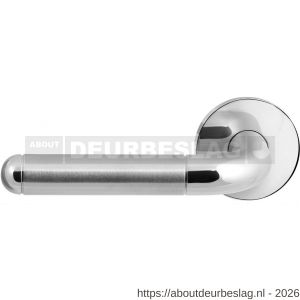 GPF Bouwbeslag RVS GPF1060.00L/R Maku Duo deurkruk gatdeel op rond rozet 50x8 mm links-rechtswijzend RVS gepolijst - R21013826 - afbeelding 1