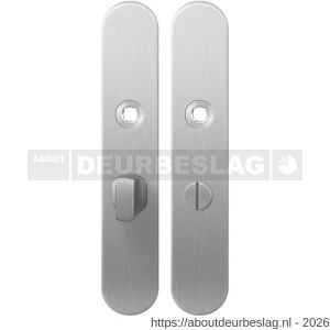 GPF Bouwbeslag RVS GPF1100.20 WC55/8 groot langschild afgerond enkelverend 218x40x8,5 mm WC55/8 grote deurknop RVS geborsteld - R21004282 - afbeelding 1