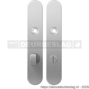 GPF Bouwbeslag RVS GPF1100.20 WC72/8 groot langschild afgerond enkelverend 218x40x8,5 mm WC72/8 grote deurknop RVS geborsteld - R21004307 - afbeelding 1