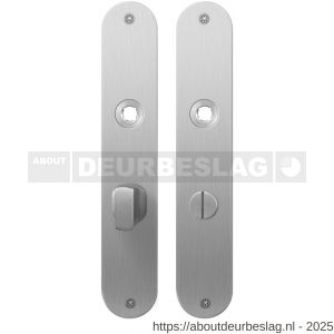 GPF Bouwbeslag RVS GPF1100.21 WC63/8 groot plaatschild afgerond zonder veer 220x40x2 mm WC63/8 grote deurknop RVS geborsteld - R21004154 - afbeelding 1
