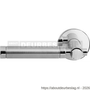 GPF Bouwbeslag RVS GPF2075.00L/R Moko Duo deurkruk gatdeel op rond rozet 50x8 mm links-rechtswijzend RVS gepolijst - R21013847 - afbeelding 1