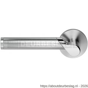 GPF Bouwbeslag RVS GPF3025.00L Horo duo deurkruk gatdeel op rond rozet 50x8 mm linkswijzend RVS geborsteld - R21013877 - afbeelding 1