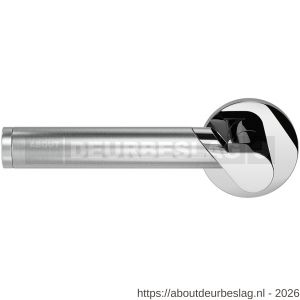 GPF Bouwbeslag RVS GPF3025.00L Horo duo deurkruk gatdeel op rond rozet 50x8 mm linkswijzend RVS gepolijst - R21013880 - afbeelding 1
