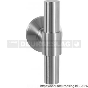GPF Bouwbeslag RVS GPF3047.09-00L/R Hipi Deux+ kruiskruk gatdeel op rond rozet RVS 50x8 mm links-rechtswijzend RVS geborsteld - R21010122 - afbeelding 1