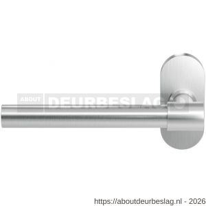 GPF Bouwbeslag RVS GPF3051.04L Hipi Deux deurkruk gatdeel op ovaal rozet 70x32x10 mm linkswijzend RVS geborsteld - R21010136 - afbeelding 1