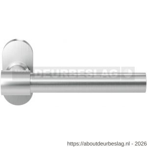 GPF Bouwbeslag RVS GPF3052.04R Hipi Deux+ deurkruk gatdeel op ovaal rozet 70x32x10 mm rechtswijzend RVS geborsteld - R21010152 - afbeelding 1