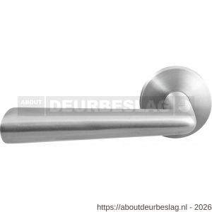 GPF Bouwbeslag RVS GPF3100.09-00L/R Pirau deurkruk gatdeel op rond rozet RVS 50x8 mm links-rechtswijzend RVS geborsteld - R21010162 - afbeelding 1