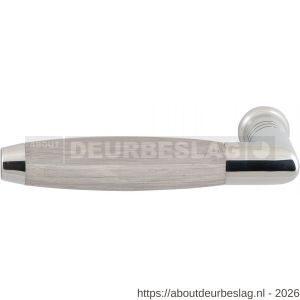 GPF Bouwbeslag RVS GPF4012L/R Ika deurkruk gatdeel haaks met trapezium eindknop links-rechtswijzend RVS gepolijst-eiken whitewash - R21002771 - afbeelding 1