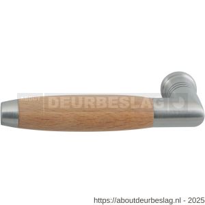 GPF Bouwbeslag RVS GPF4040L/R Ika deurkruk gatdeel haaks met trapezium eindknop links-rechtswijzend RVS geborsteld-beuken - R21002786 - afbeelding 1