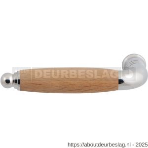 GPF Bouwbeslag RVS GPF4310L/R Ika deurkruk gatdeel gebogen met ronde eindknop links-rechtswijzend RVS gepolijst-beuken - R21002751 - afbeelding 1
