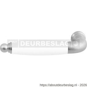 GPF Bouwbeslag RVS GPF4355L/R Ika deurkruk gatdeel gebogen met ronde eindknop links-rechtswijzend RVS geborsteld-wit - R21008239 - afbeelding 1