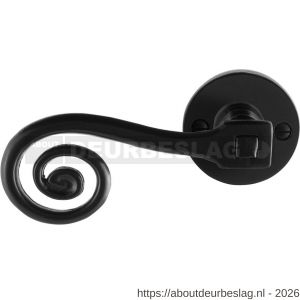 GPF Bouwbeslag Smeedijzer GPF6200.60-00L Kera deurkruk gatdeel op rond rozet 53x5 mm linkswijzend smeedijzer zwart - R21009585 - afbeelding 1