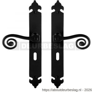 GPF Bouwbeslag Smeedijzer GPF6200.60 BB56 Kera deurkruk op langschild 291x41x4 mm BB56 smeedijzer zwart - R21009400 - afbeelding 1