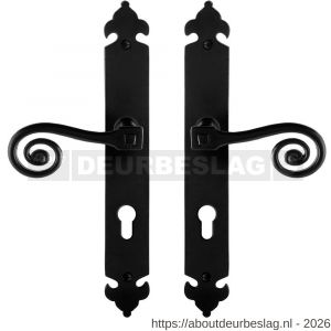 GPF Bouwbeslag Smeedijzer GPF6200.60 PC72 Kera deurkruk op langschild 291x41x4 mm PC72 smeedijzer zwart - R21009404 - afbeelding 1