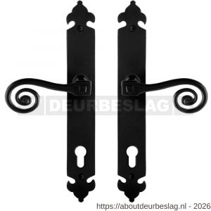 GPF Bouwbeslag Smeedijzer GPF6200.60 PC92 Kera deurkruk op langschild 291x41x4 mm PC92 smeedijzer zwart - R21009406 - afbeelding 1