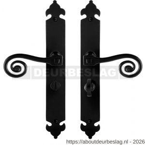 GPF Bouwbeslag Smeedijzer GPF6200.60 WC55/8 Kera deurkruk op langschild 291x41x4 mm WC55/8 smeedijzer zwart - R21009407 - afbeelding 1