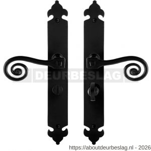 GPF Bouwbeslag Smeedijzer GPF6200.60 WC57/5 Kera deurkruk op langschild 291x41x4 mm WC57/5 smeedijzer zwart - R21009408 - afbeelding 1