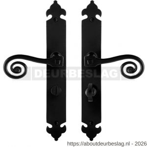 GPF Bouwbeslag Smeedijzer GPF6200.60 WC63/8 Kera deurkruk op langschild 291x41x4 mm WC63/8 smeedijzer zwart - R21009409 - afbeelding 1