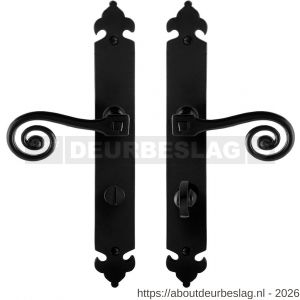 GPF Bouwbeslag Smeedijzer GPF6200.60 WC72/8 Kera deurkruk op langschild 291x41x4 mm WC72/8 smeedijzer zwart - R21009410 - afbeelding 1