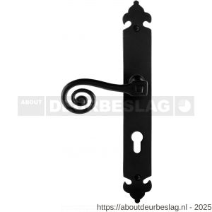 GPF Bouwbeslag Smeedijzer GPF6200.60L PC72 Kera deurkruk gatdeel op langschild 291x41x4 mm PC72 linkswijzend smeedijzer zwart - R21009419 - afbeelding 1