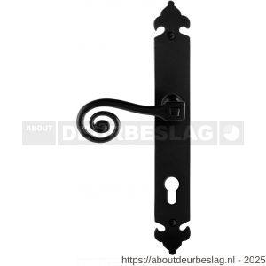GPF Bouwbeslag Smeedijzer GPF6200.60L PC85 Kera deurkruk gatdeel op langschild 291x41x4 mm PC85 linkswijzend smeedijzer zwart - R21009421 - afbeelding 1