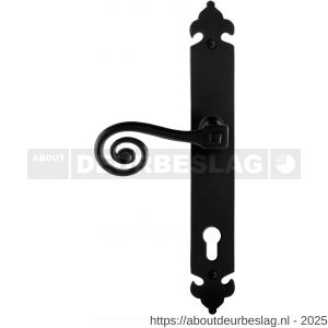 GPF Bouwbeslag Smeedijzer GPF6200.60L PC92 Kera deurkruk gatdeel op langschild 291x41x4 mm PC92 linkswijzend smeedijzer zwart - R21009423 - afbeelding 1