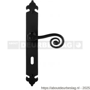 GPF Bouwbeslag Smeedijzer GPF6200.60R BB72 Kera deurkruk gatdeel op langschild 291x41x4 mm BB72 rechtswijzend smeedijzer zwart - R21009414 - afbeelding 1