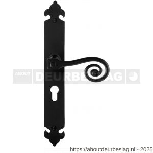 GPF Bouwbeslag Smeedijzer GPF6200.60R PC55 Kera deurkruk gatdeel op langschild 291x41x4 mm PC55 rechtswijzend smeedijzer zwart - R21009418 - afbeelding 1