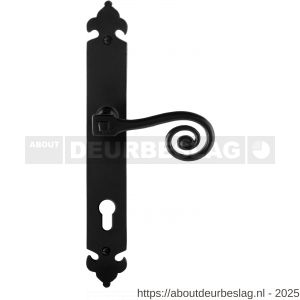 GPF Bouwbeslag Smeedijzer GPF6200.60R PC85 Kera deurkruk gatdeel op langschild 291x41x4 mm PC85 rechtswijzend smeedijzer zwart - R21009422 - afbeelding 1